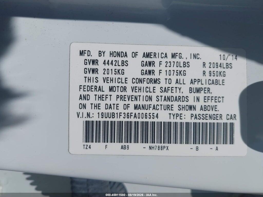 19UUB1F36FA006554 2015 ACURA TLX photo no. 9