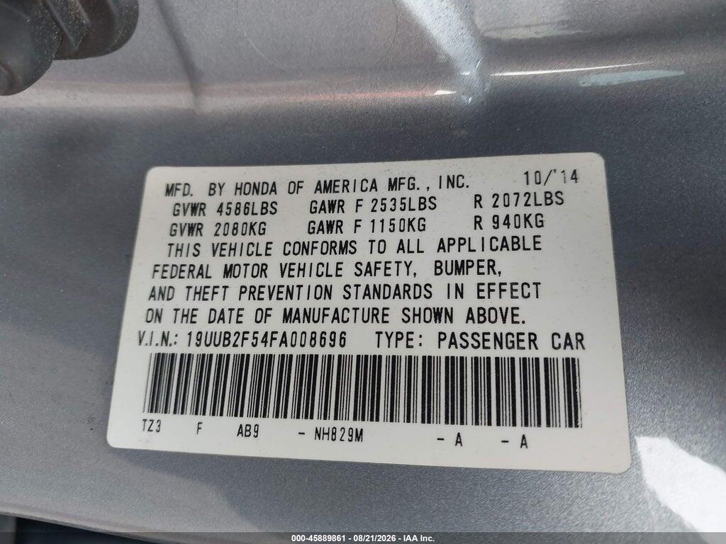 19UUB2F54FA008696 2015 ACURA TLX photo no. 9