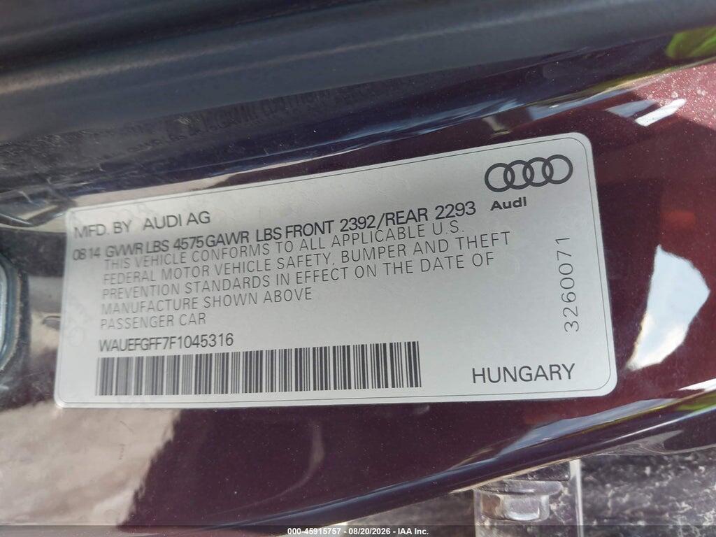 WAUEFGFF7F1045316 2015 AUDI A3 photo no. 9