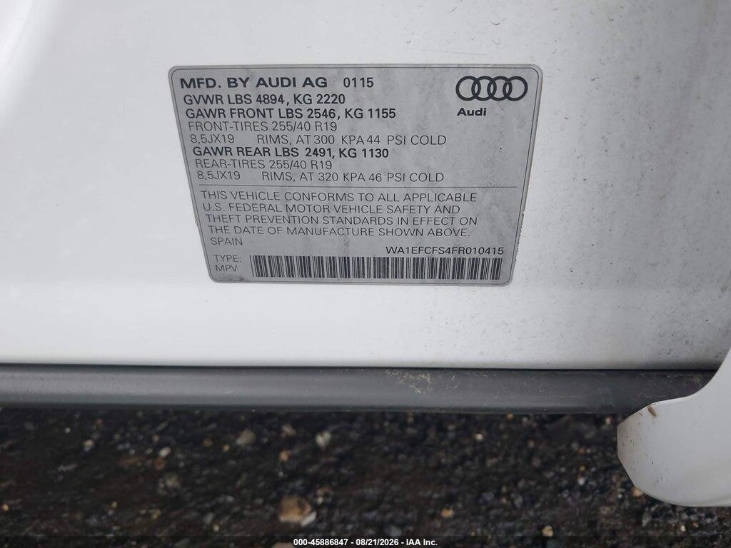WA1EFCFS4FR010415 2015 AUDI Q3 photo no. 9