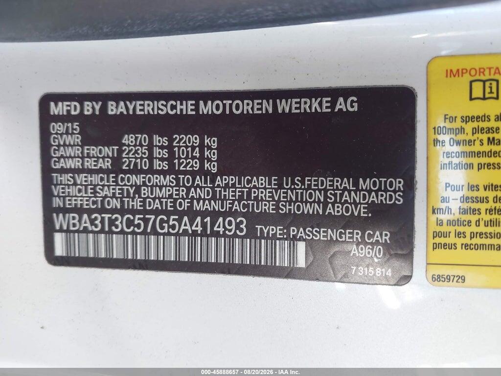 WBA3T3C57G5A41493 2016 BMW 435I photo no. 9