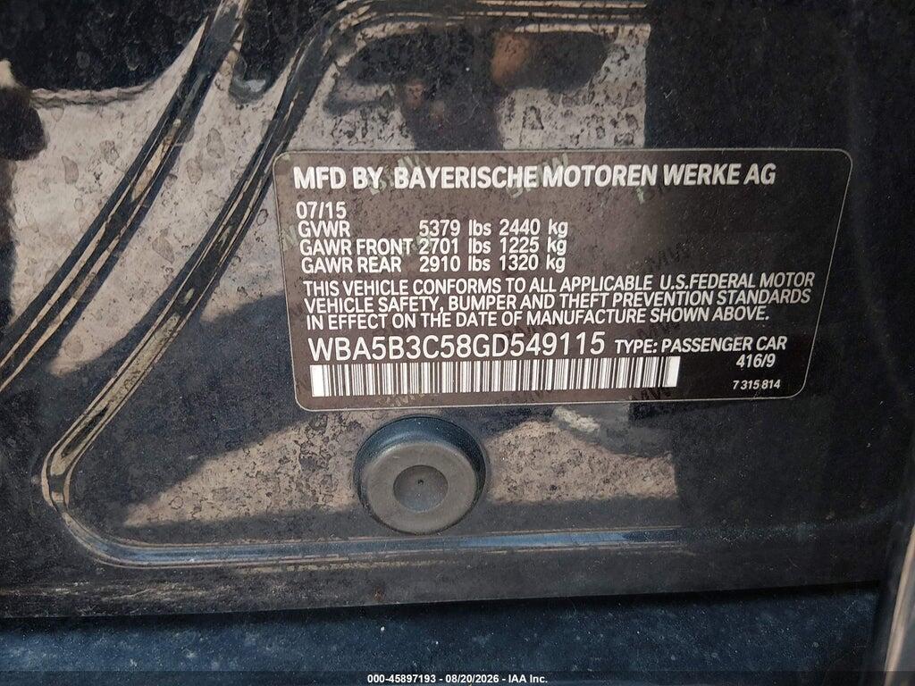 WBA5B3C58GD549115 2016 BMW 535I photo no. 9