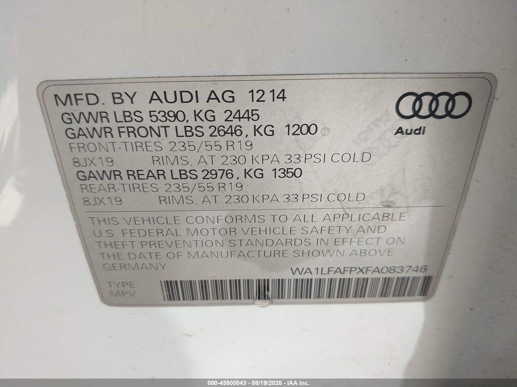WA1LFAFPXFA083746 2015 AUDI Q5 photo no. 9