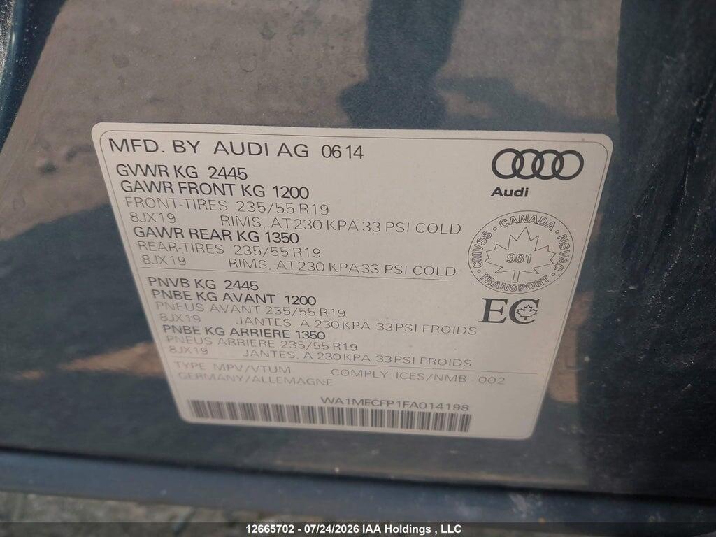 WA1MFCFP1FA014198 2015 AUDI Q5 photo no. 9