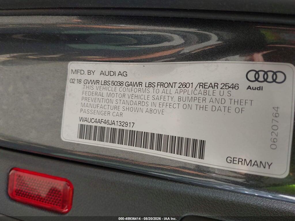 WAUC4AF46JA132917 2018 AUDI S4 photo no. 9