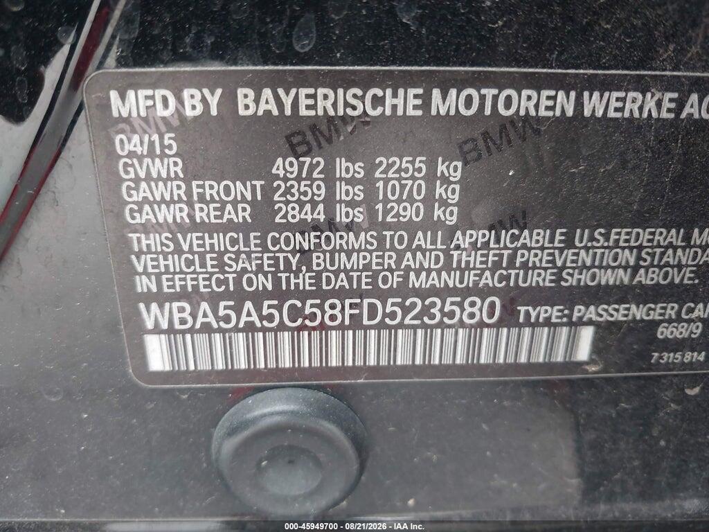 WBA5A5C58FD523580 2015 BMW 528I photo no. 9