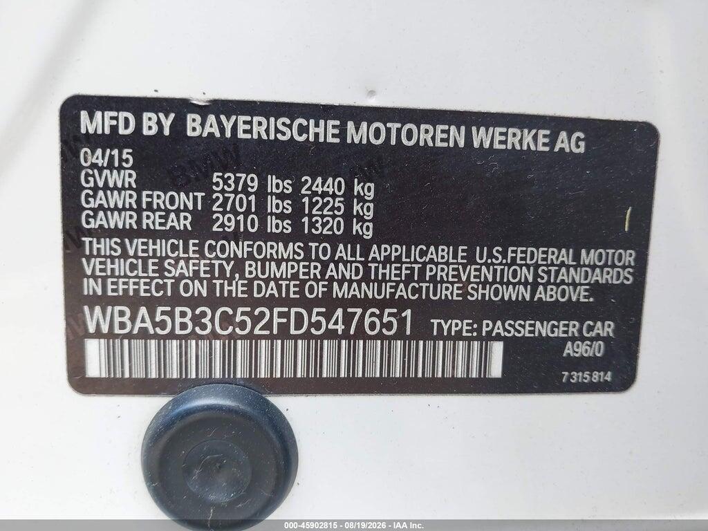 WBA5B3C52FD547651 2015 BMW 535I photo no. 9