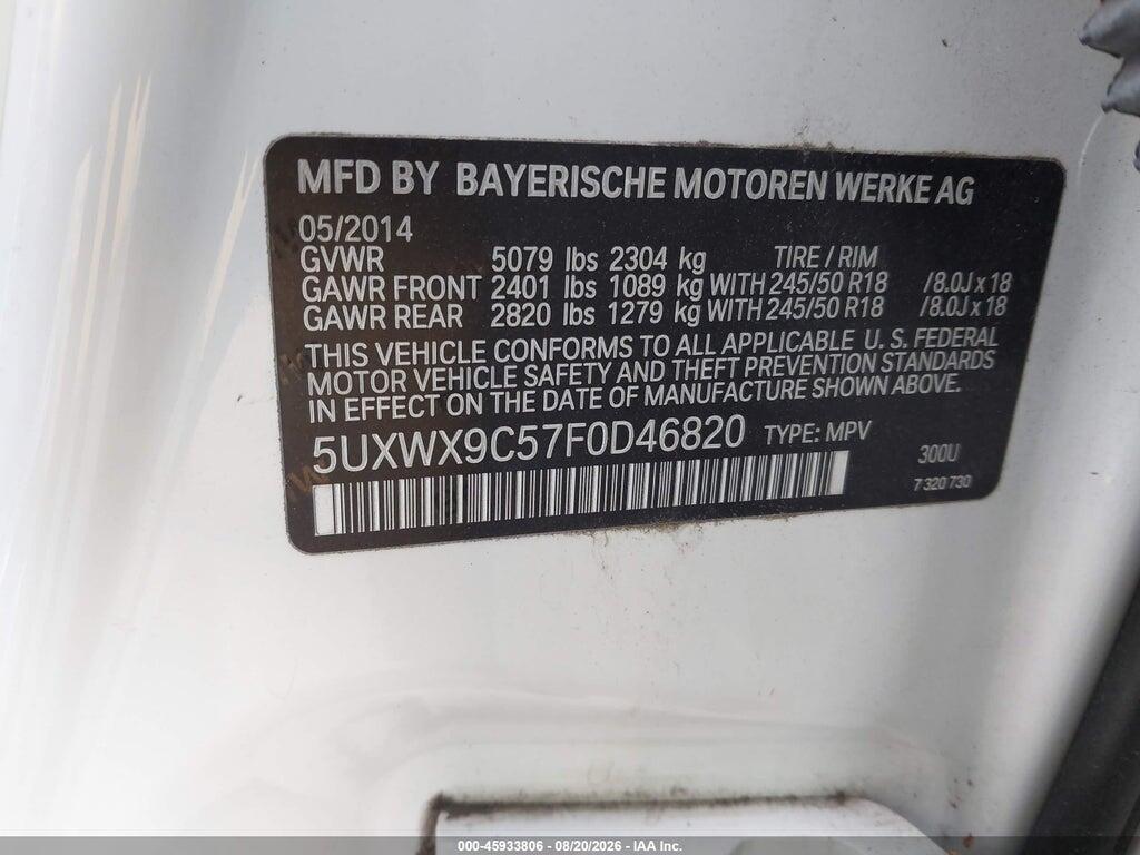 5UXWX9C57F0D46820 2015 BMW X3 photo no. 9