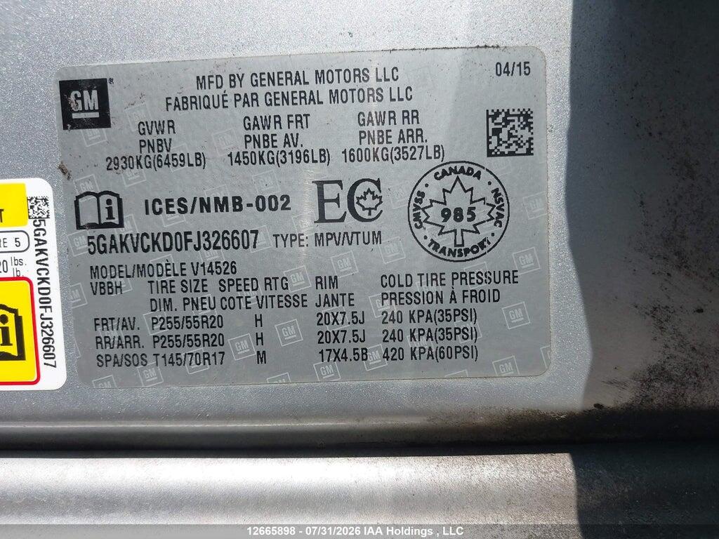 5GAKVCKD0FJ326607 2015 BUICK ENCLAVE photo no. 9