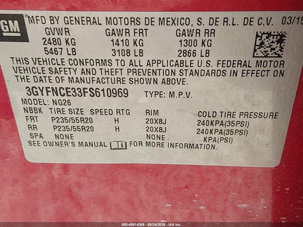 3GYFNCE33FS610969 2015 CADILLAC SRX photo no. 9