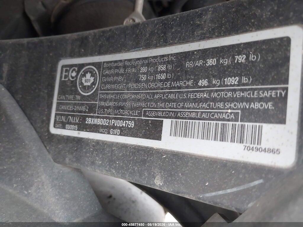 2BXNBDD21FV004759 2015 CAN-AM SPYDER ROADSTER photo no. 10