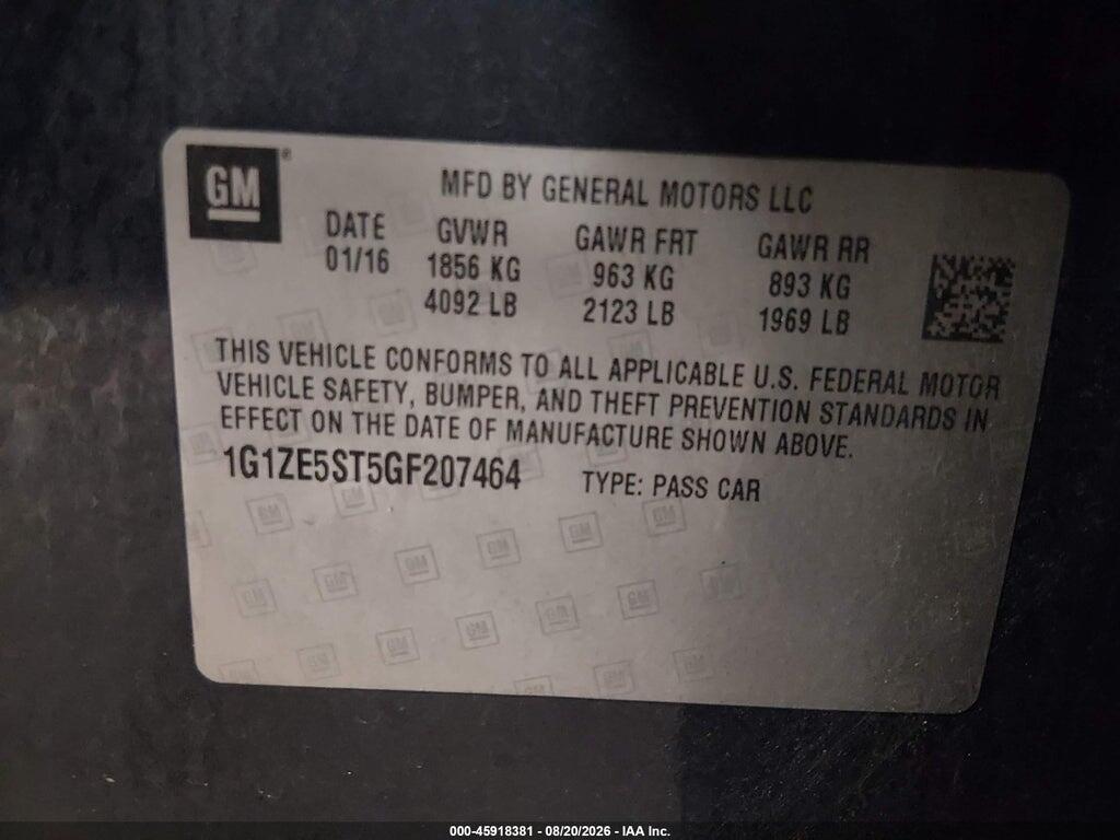 1G1ZE5ST5GF207464 2016 CHEVROLET MALIBU photo no. 9