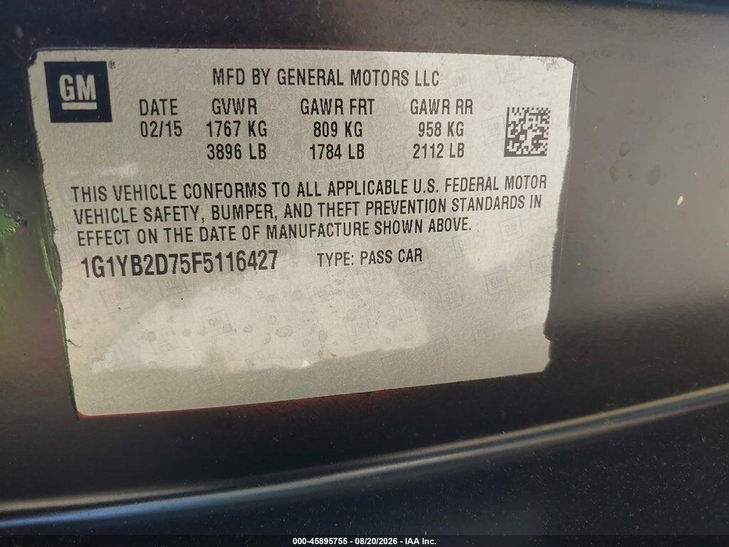 1G1YB2D75F5116427 2015 CHEVROLET CORVETTE photo no. 9