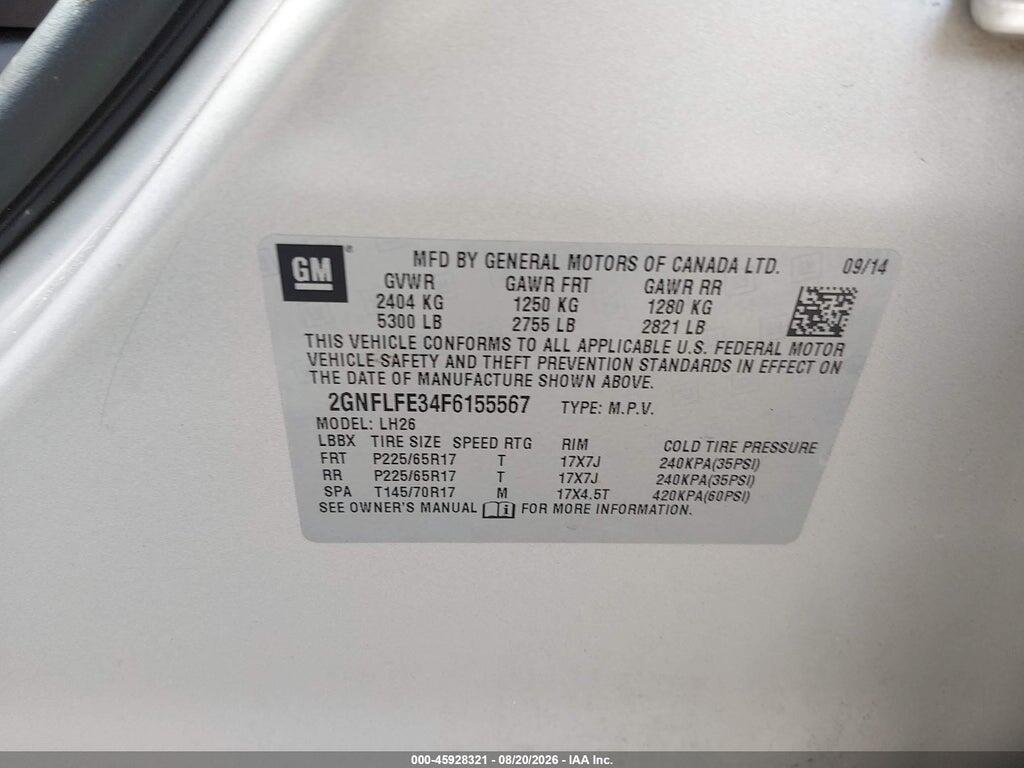 2GNFLFE34F6155567 2015 CHEVROLET EQUINOX photo no. 9