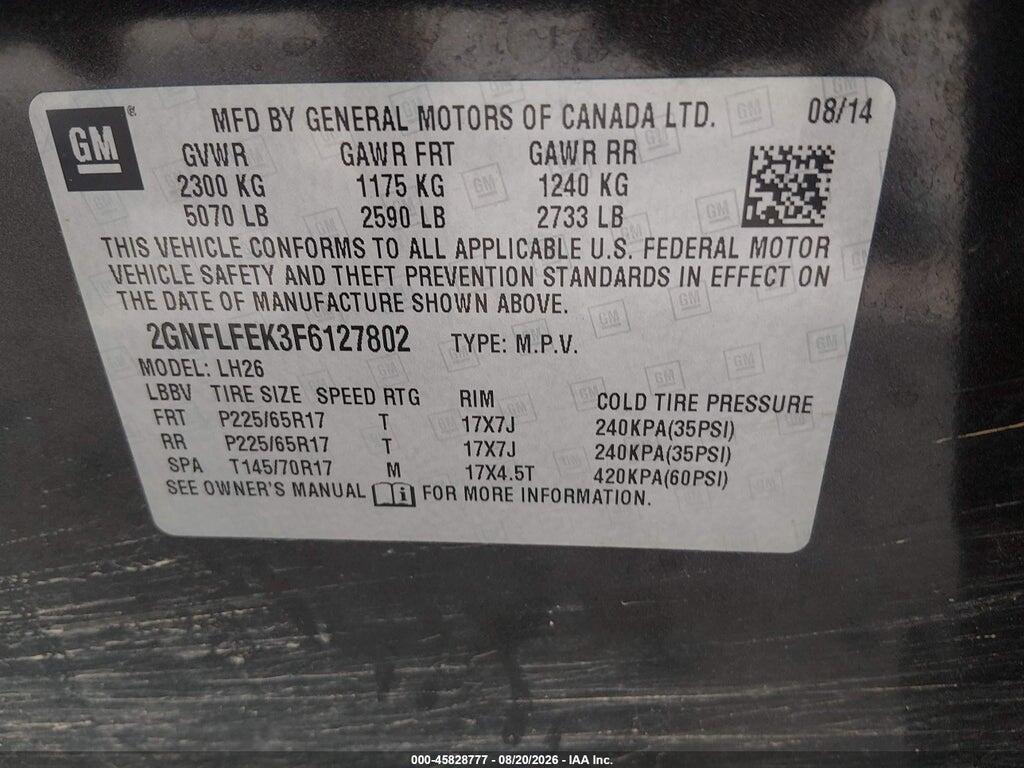 2GNFLFEK3F6127802 2015 CHEVROLET EQUINOX photo no. 9