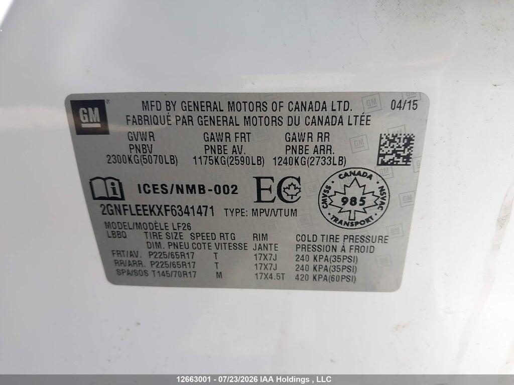 2GNFLEEKXF6341471 2015 CHEVROLET EQUINOX photo no. 9