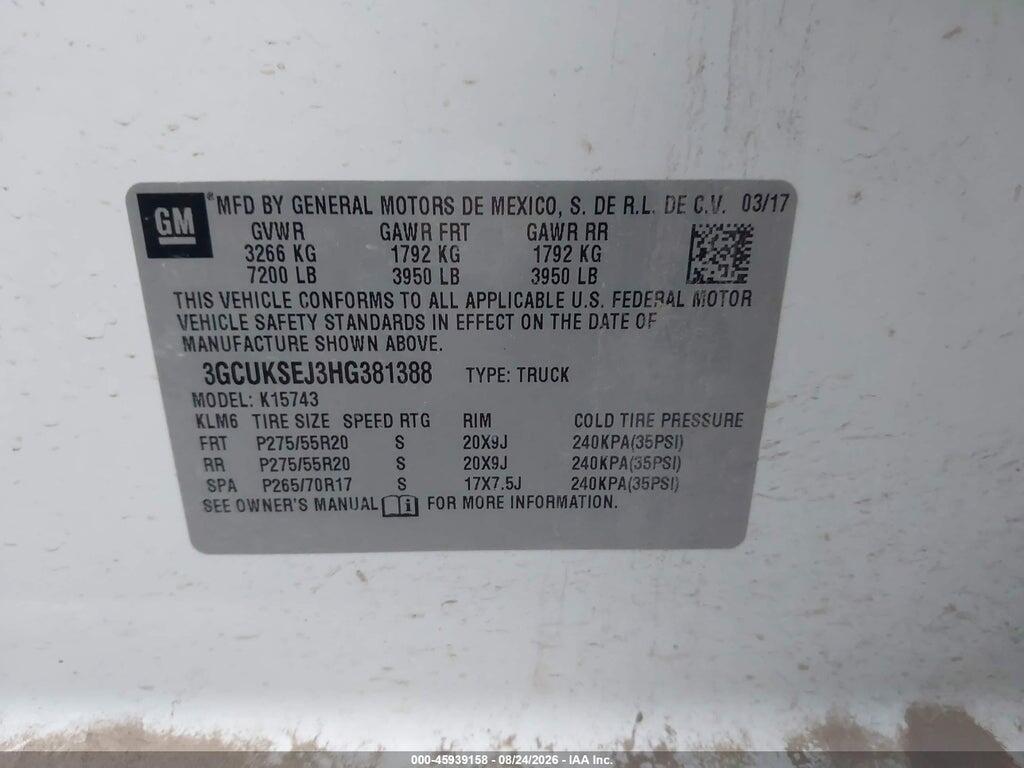 3GCUKSEJ3HG381388 2017 CHEVROLET SILVERADO 1500 photo no. 9