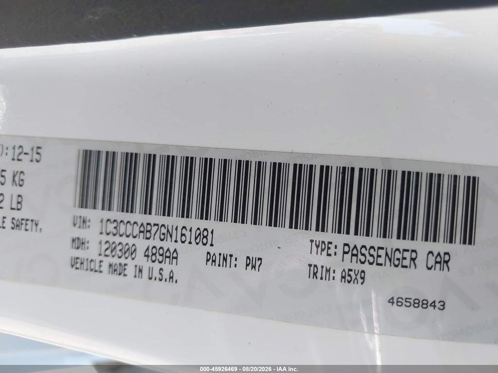 1C3CCCAB7GN161081 2016 CHRYSLER 200 photo no. 9