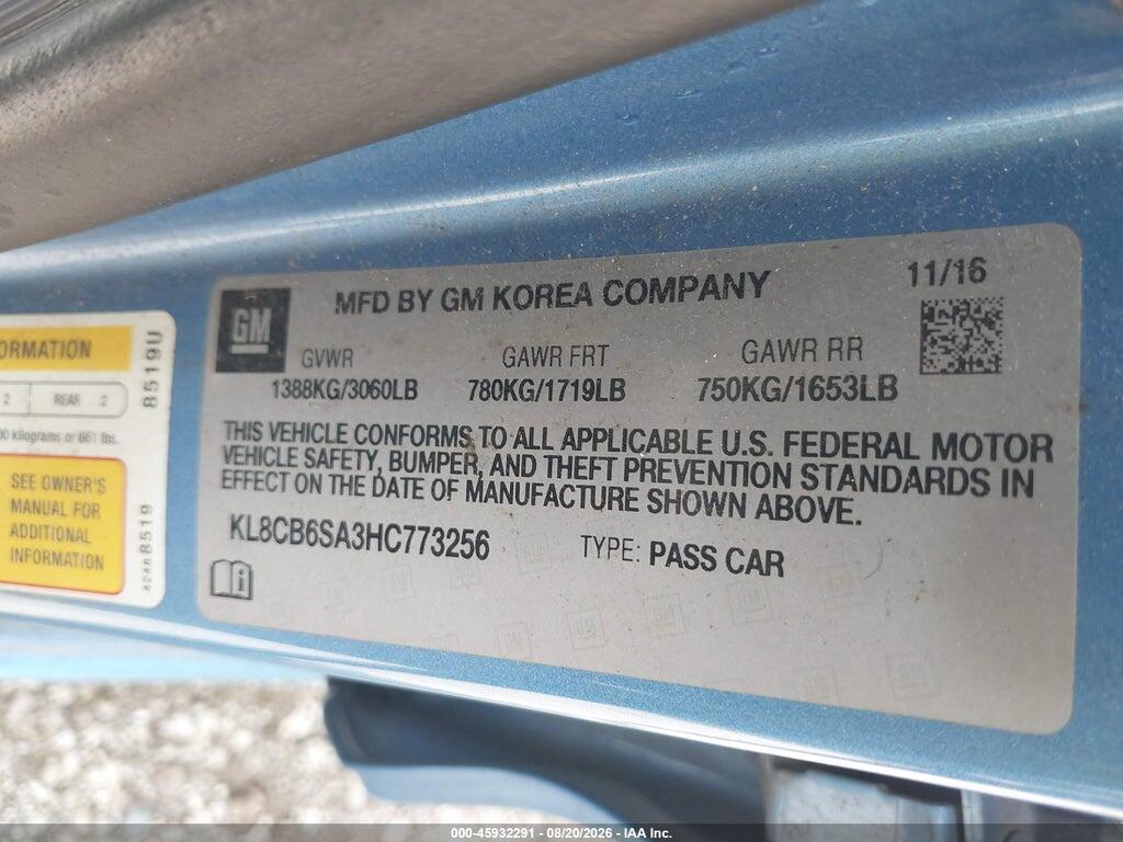 KL8CB6SA3HC773256 2017 CHEVROLET SPARK photo no. 9