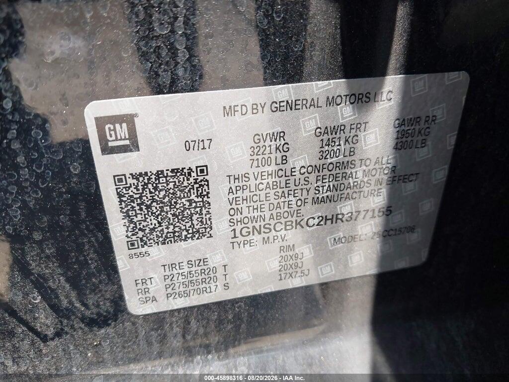 1GNSCBKC2HR377155 2017 CHEVROLET TAHOE photo no. 9