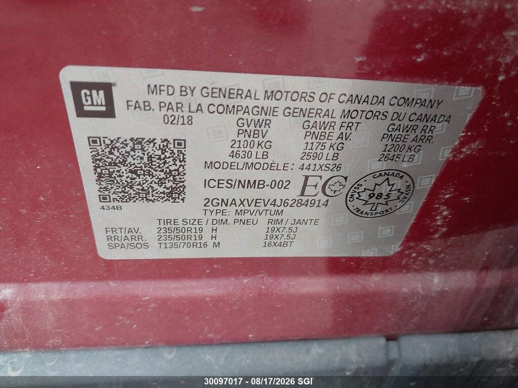 2GNAXVEV4J6284914 2018 CHEVROLET EQUINOX photo no. 9