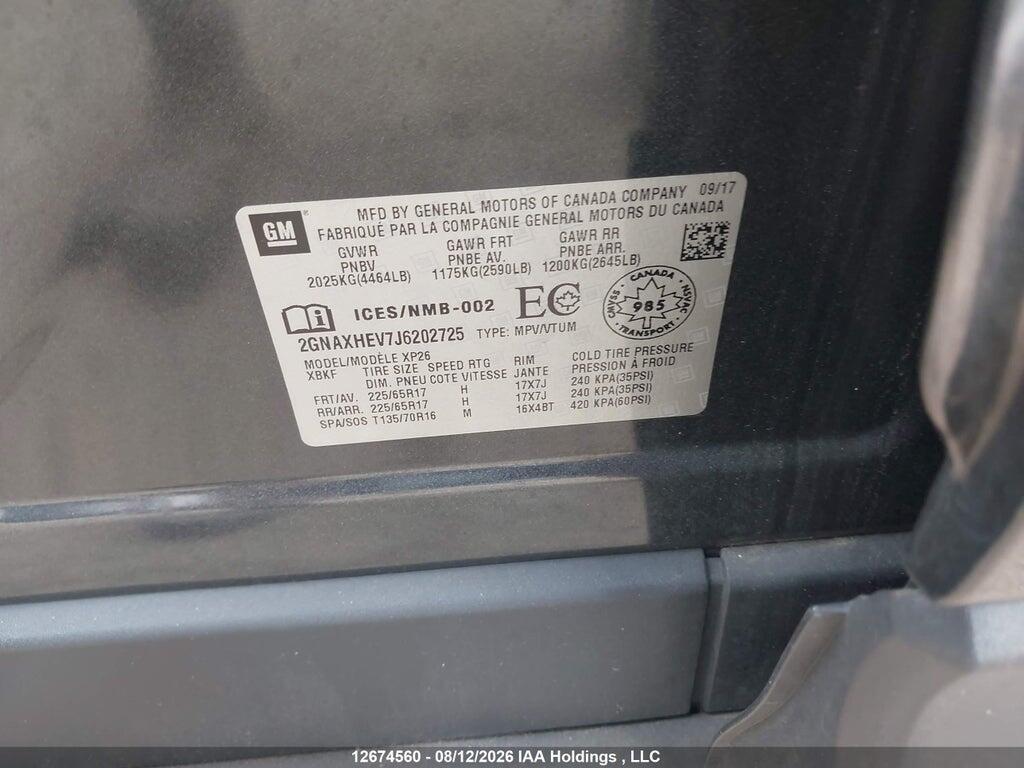 2GNAXHEV7J6202725 2018 CHEVROLET EQUINOX photo no. 9