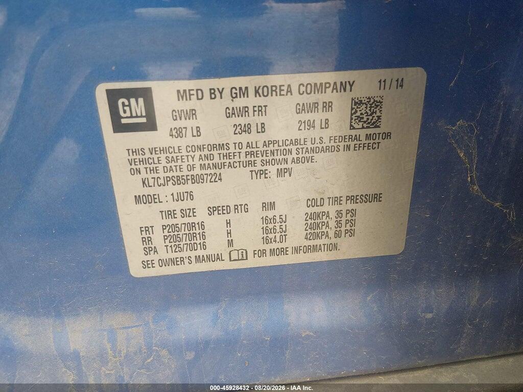 KL7CJPSB5FB097224 2015 CHEVROLET TRAX photo no. 9
