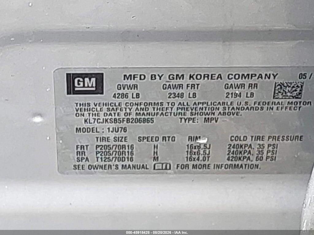 KL7CJKSB5FB206865 2015 CHEVROLET TRAX photo no. 9