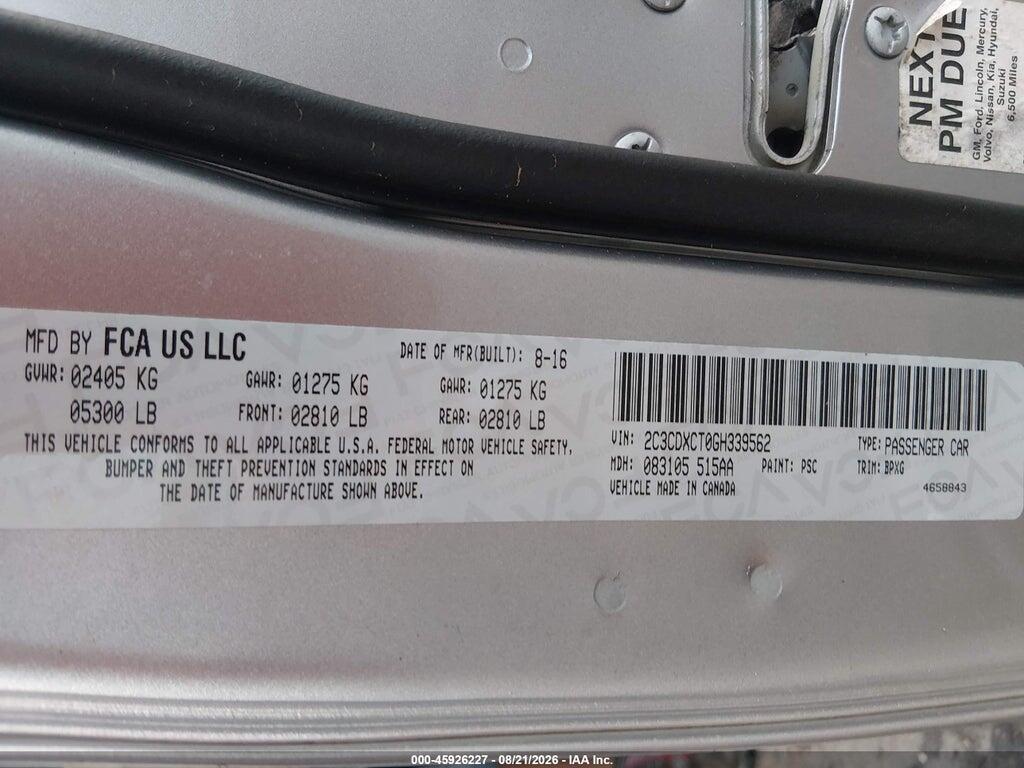 2C3CDXCT0GH339562 2016 DODGE CHARGER photo no. 9