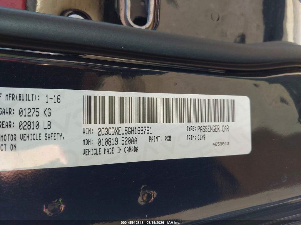 2C3CDXEJ5GH169761 2016 DODGE CHARGER photo no. 9
