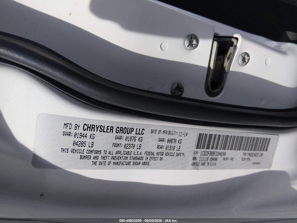 1C3CDFBB9FD200240 2015 DODGE DART photo no. 9