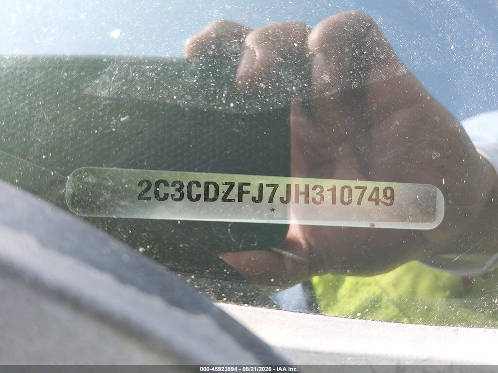 2C3CDZFJ7JH310749 2018 DODGE CHALLENGER photo no. 9