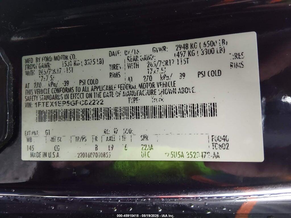 1FTEX1EP5GFC82222 2016 FORD F-150 photo no. 9