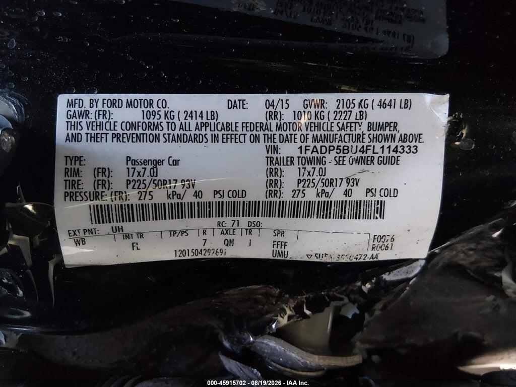 1FADP5BU4FL114333 2015 FORD C-MAX HYBRID photo no. 9