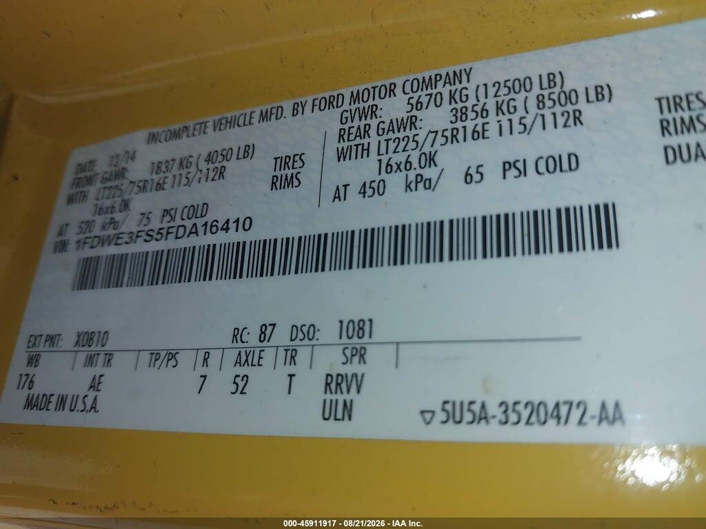 1FDWE3FS5FDA16410 2015 FORD E-350 CUTAWAY photo no. 8