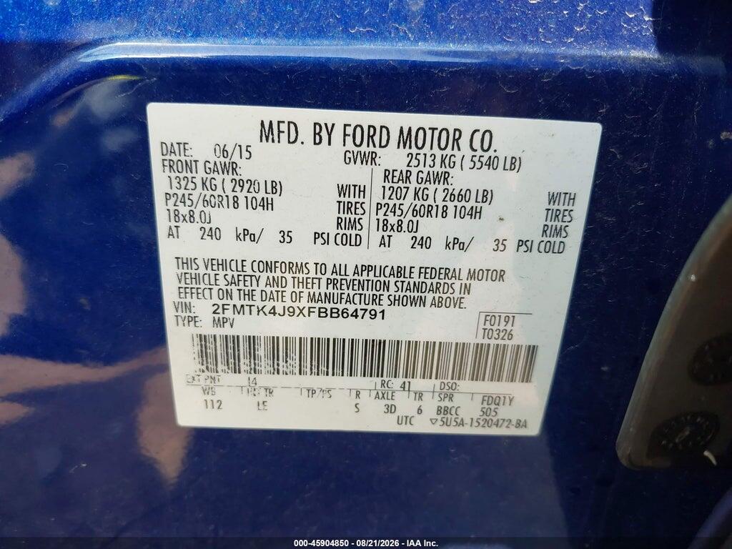 2FMTK4J9XFBB64791 2015 FORD EDGE photo no. 9