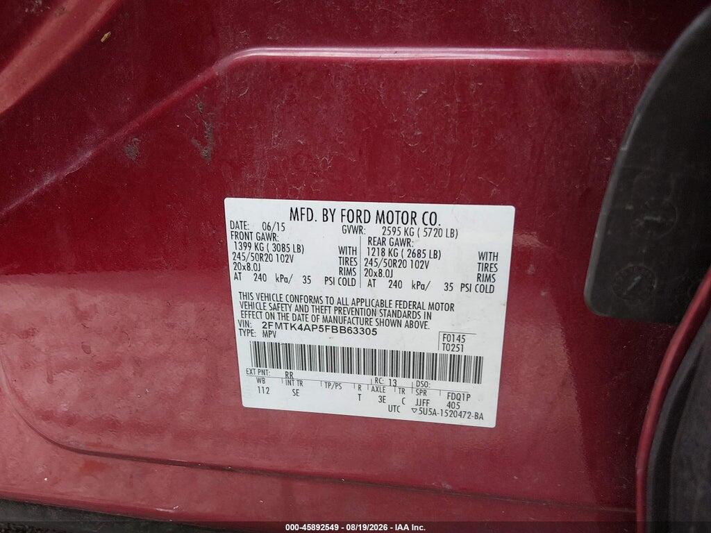 2FMTK4AP5FBB63305 2015 FORD EDGE photo no. 9