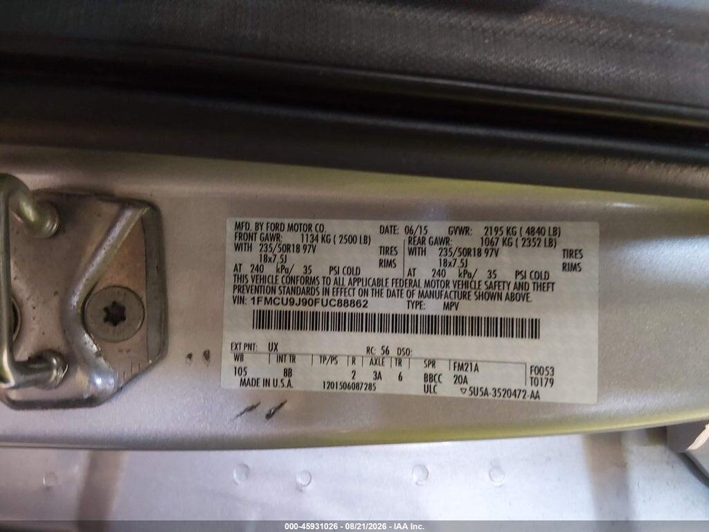 1FMCU9J90FUC88862 2015 FORD ESCAPE photo no. 9