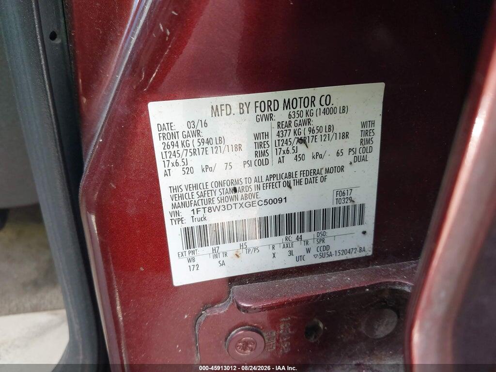 1FT8W3DTXGEC50091 2016 FORD F-350 photo no. 9