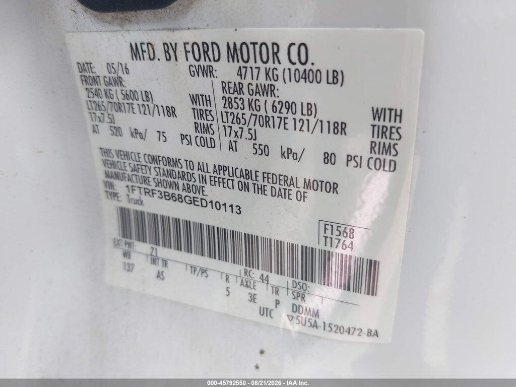 1FTRF3B68GED10113 2016 FORD F-350 photo no. 9