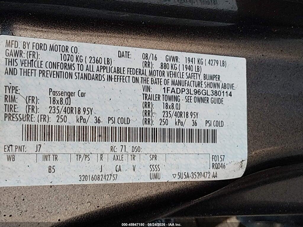 1FADP3L96GL380114 2016 FORD FOCUS ST photo no. 9