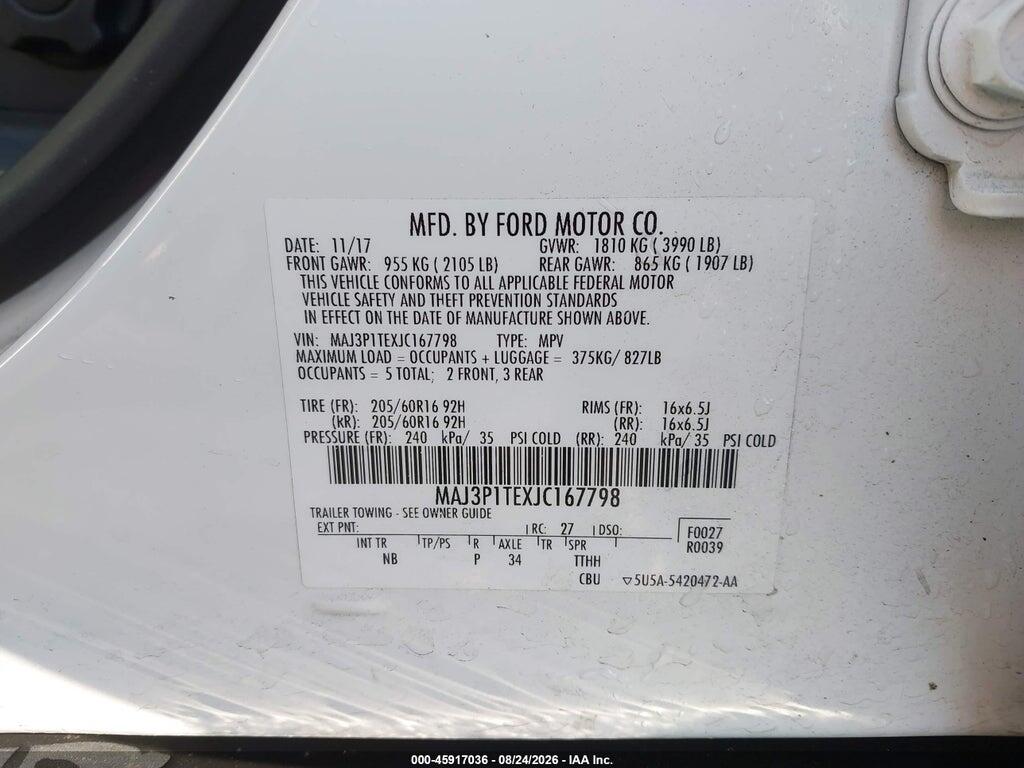 MAJ3P1TEXJC167798 2018 FORD ECOSPORT photo no. 9