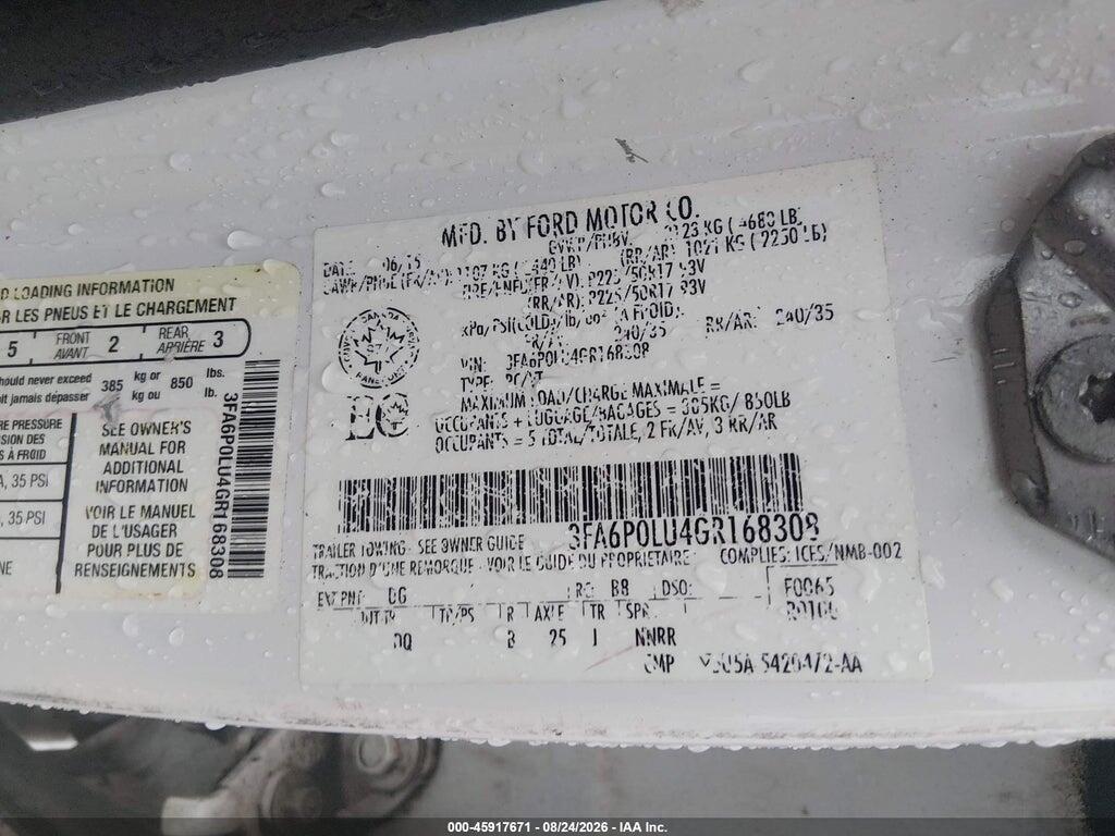 3FA6P0LU4GR168308 2016 FORD FUSION HYBRID photo no. 9