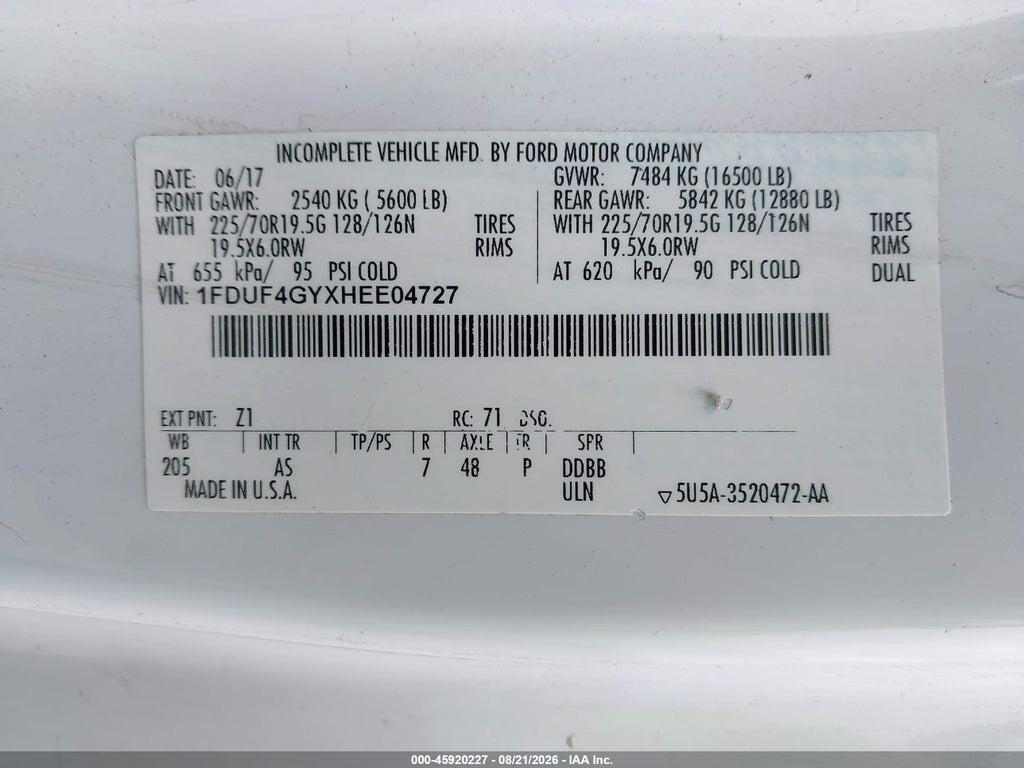 1FDUF4GYXHEE04727 2017 FORD F-450 CHASSIS photo no. 8
