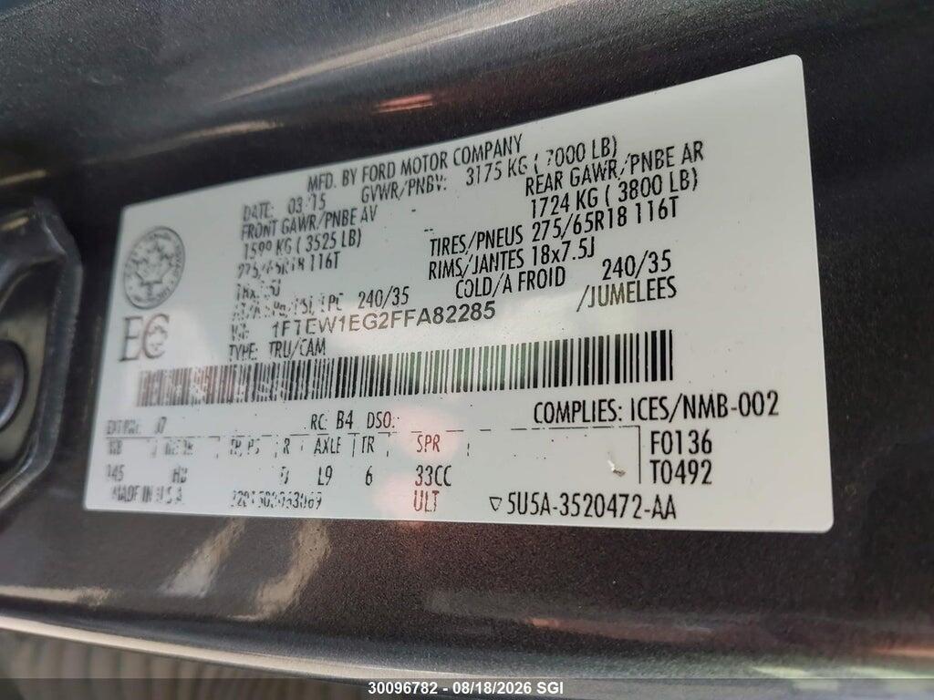 1FTEW1EG2FFA82285 2015 FORD F150 photo no. 9