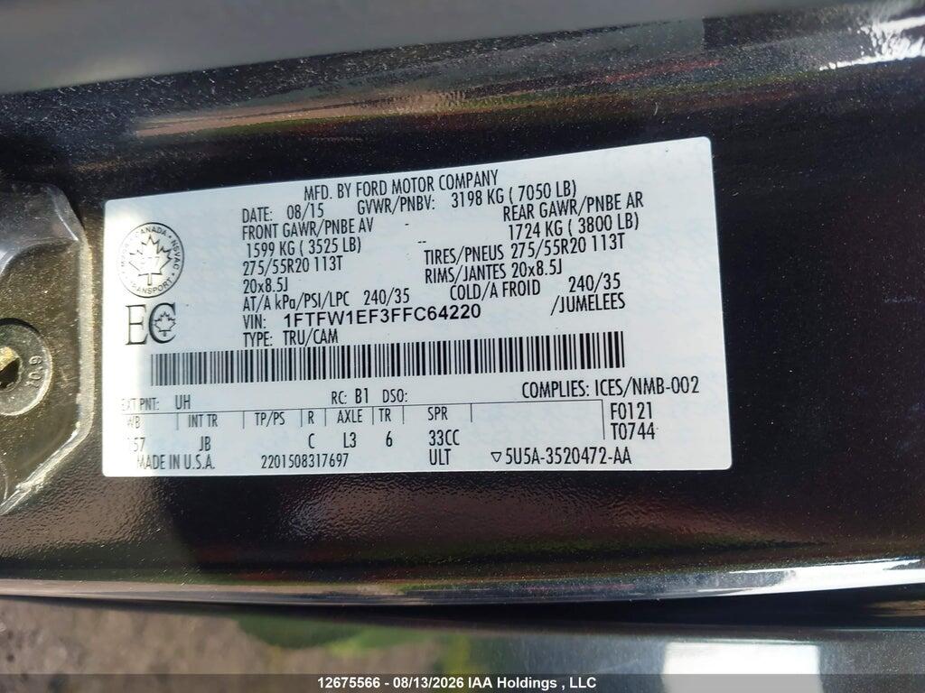 1FTFW1EF3FFC64220 2015 FORD F150 photo no. 9