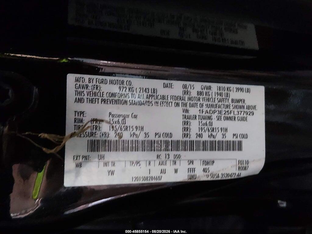 1FADP3E25FL377929 2015 FORD FOCUS photo no. 9