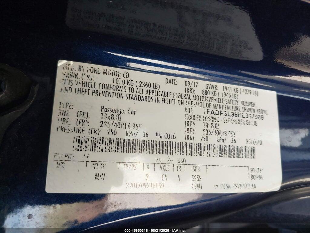 1FADP3L96HL337989 2017 FORD FOCUS ST photo no. 9