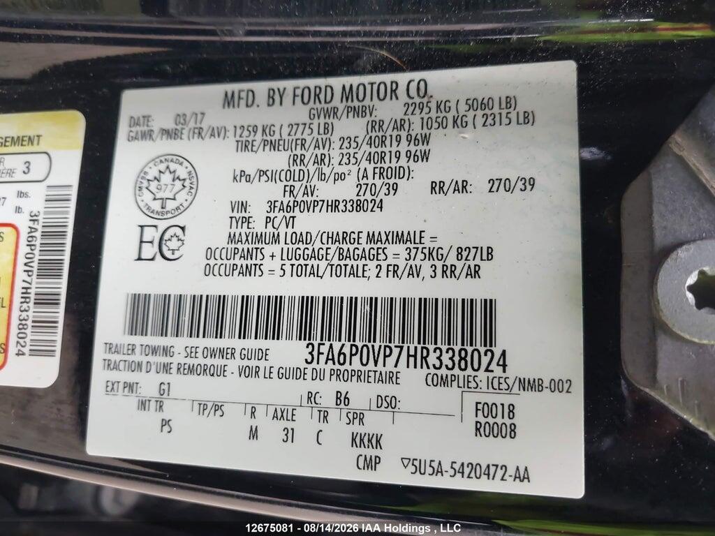 3FA6P0VP7HR338024 2017 FORD FUSION photo no. 9