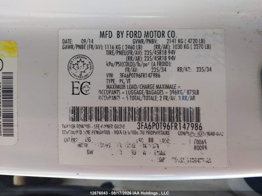 3FA6P0T96FR147986 2015 FORD FUSION photo no. 9